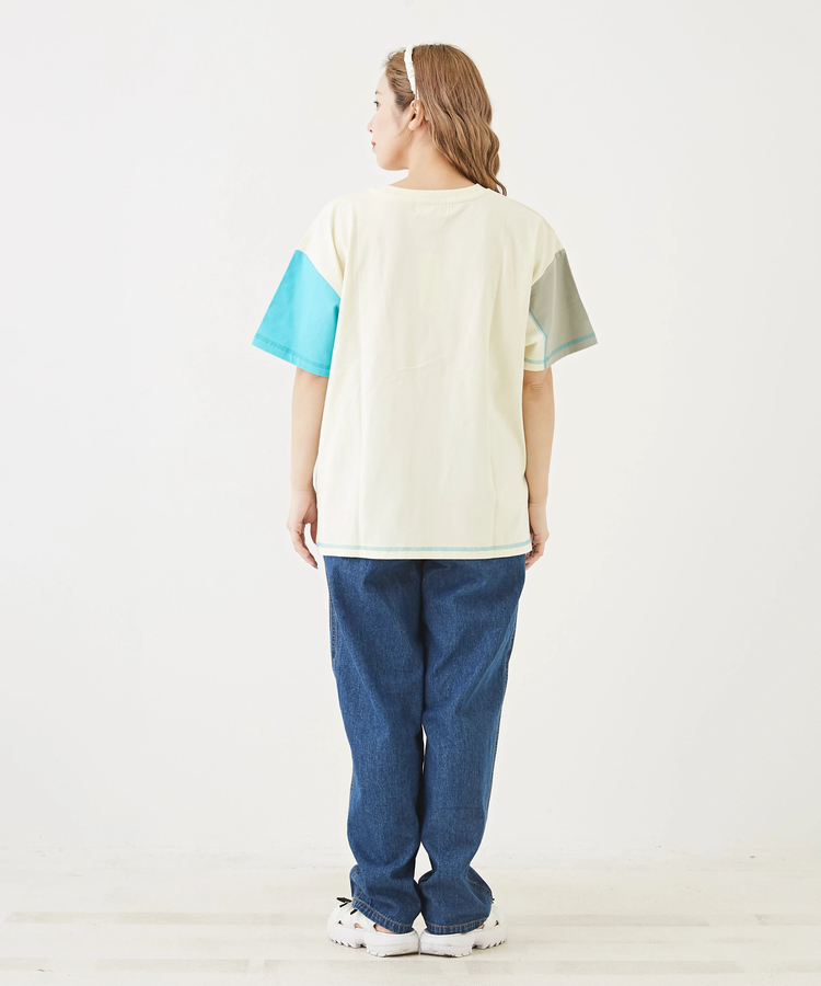 CUBE SUGAR(キューブシュガー) |コットン カットソー 配色 パッチワーク Tシャツ
