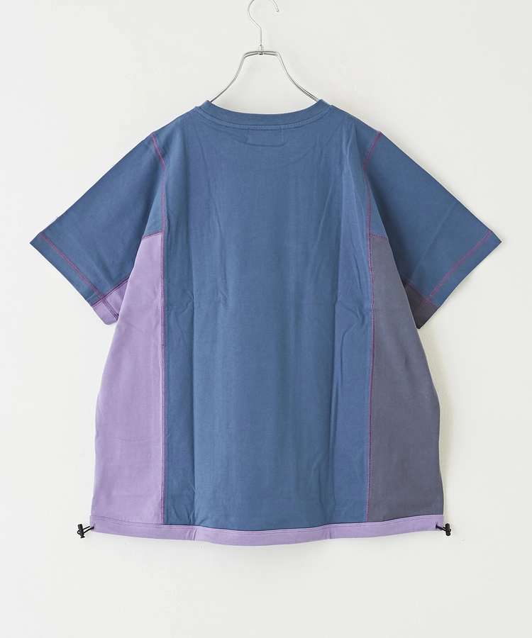 CUBE SUGAR(キューブシュガー) |コットン カットソー 配色 切替 裾スピンドル Tシャツ