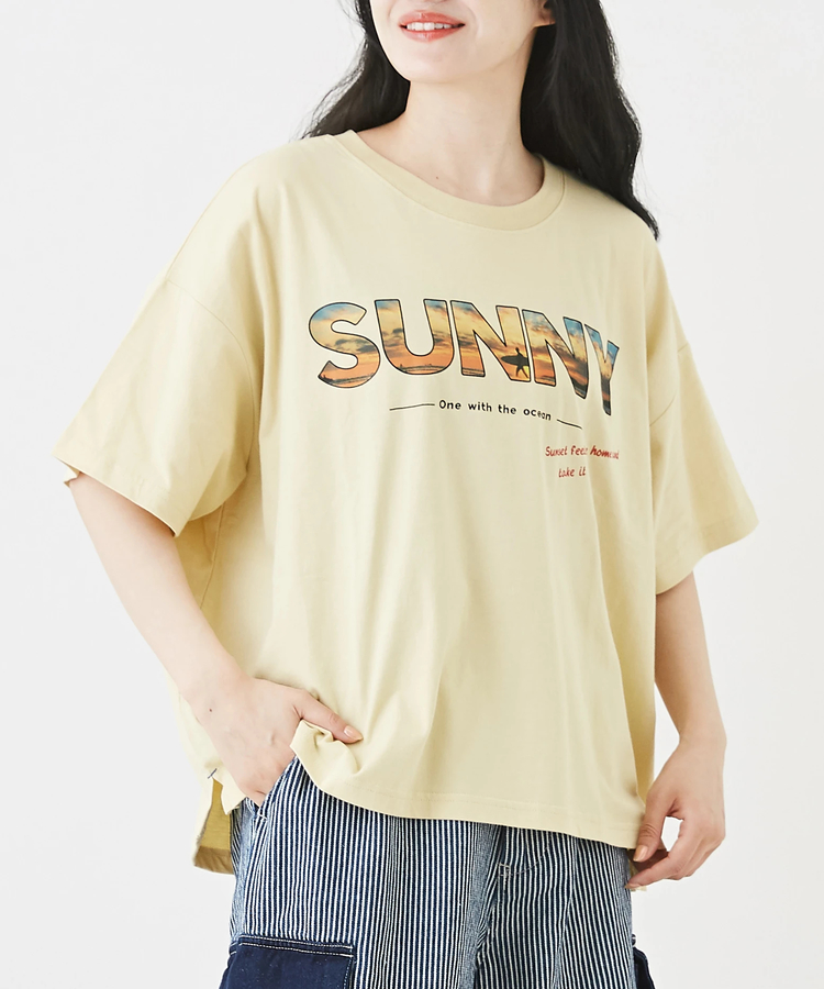 CUBE SUGAR(キューブシュガー) |コットン カットソー インクジェット ロゴプリント Tシャツ
