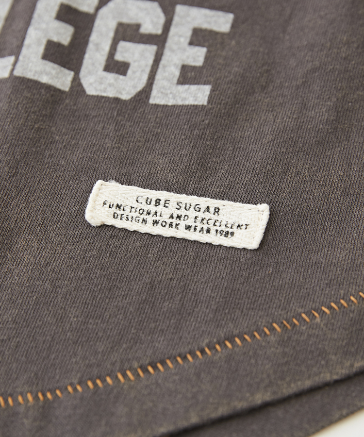 CUBE SUGAR(キューブシュガー) |ビンテージ 天竺 カットソー ケミカル加工 リメイク風 切替 ロゴ Tシャツ
