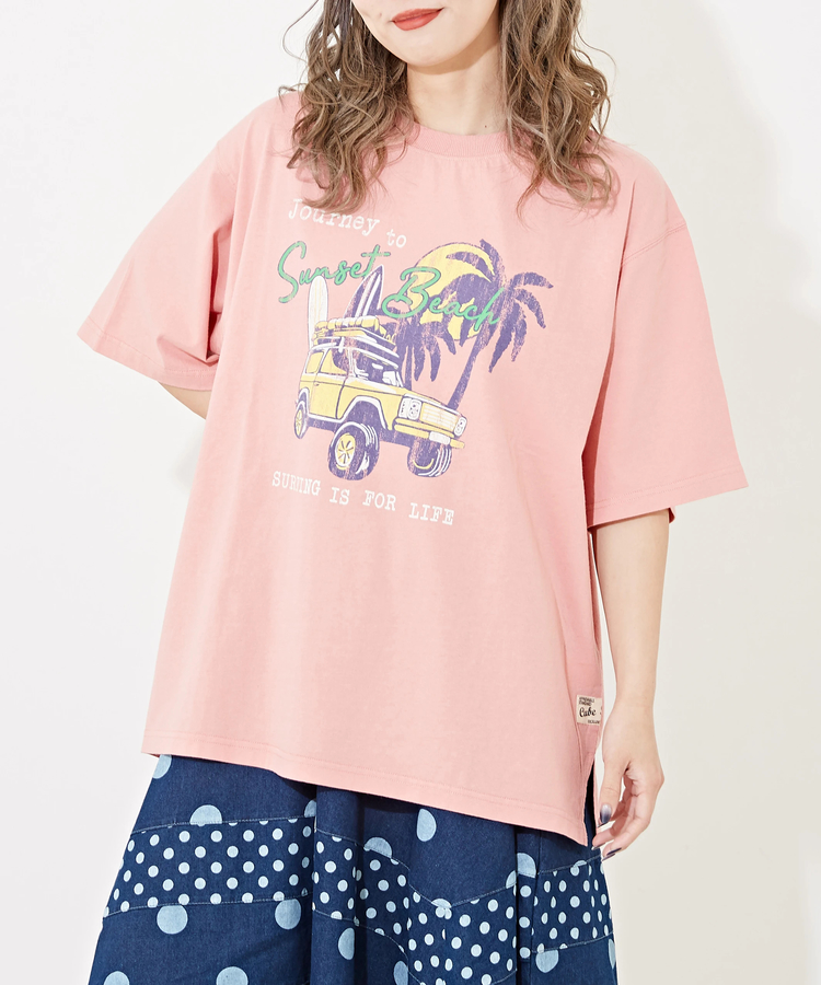 CUBE SUGAR(キューブシュガー) |OE天竺 ロゴプリント ビッグ Tシャツ
