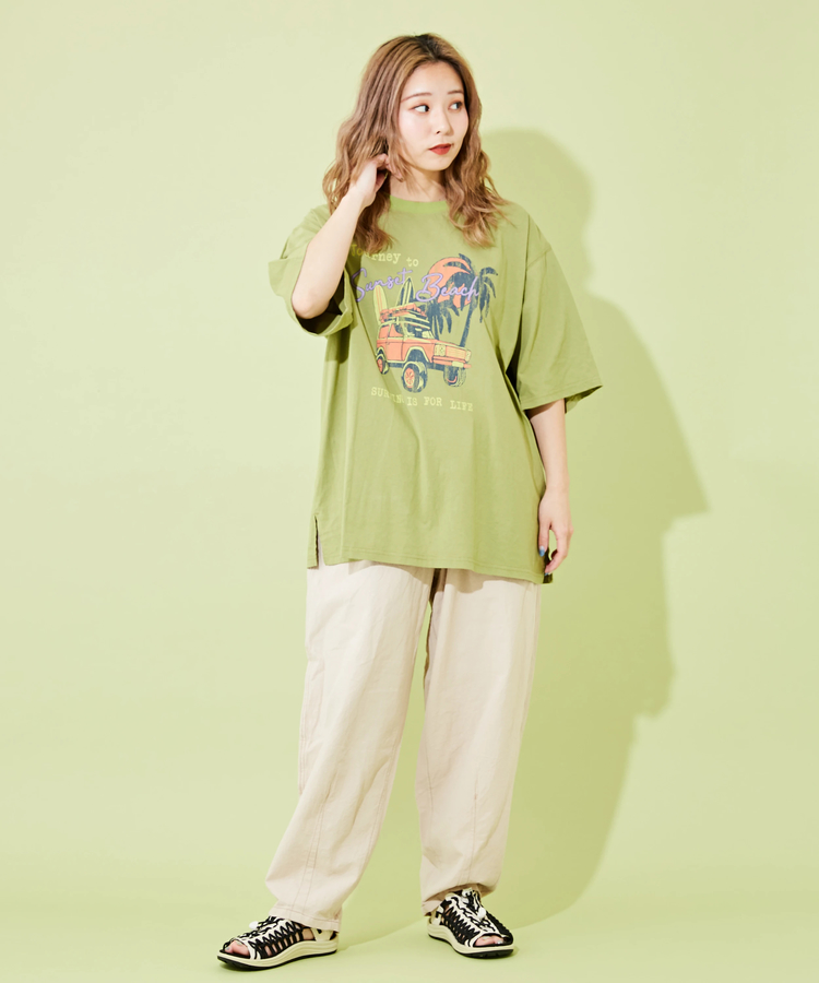 CUBE SUGAR(キューブシュガー) |OE天竺 ロゴプリント ビッグ Tシャツ