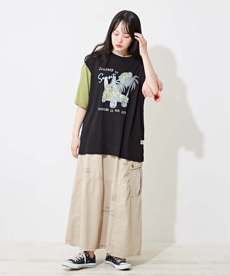 CUBE SUGAR(キューブシュガー) |OE天竺 ロゴプリント ビッグ Tシャツ
