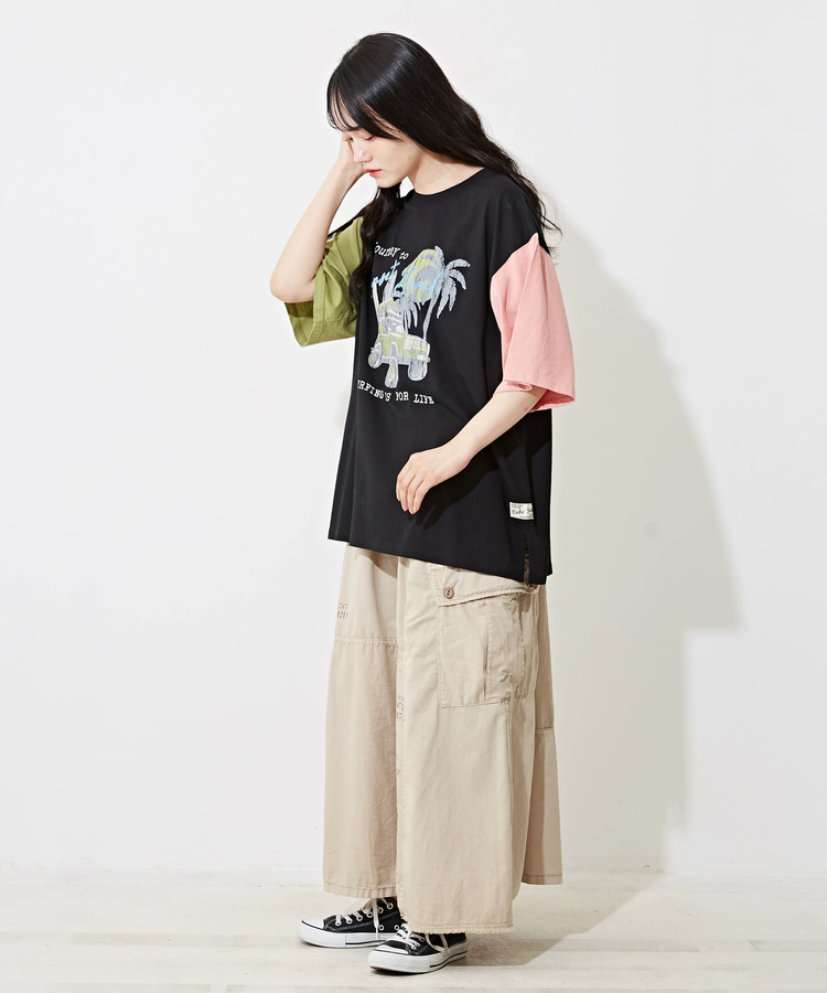 CUBE SUGAR(キューブシュガー) |OE天竺 ロゴプリント ビッグ Tシャツ