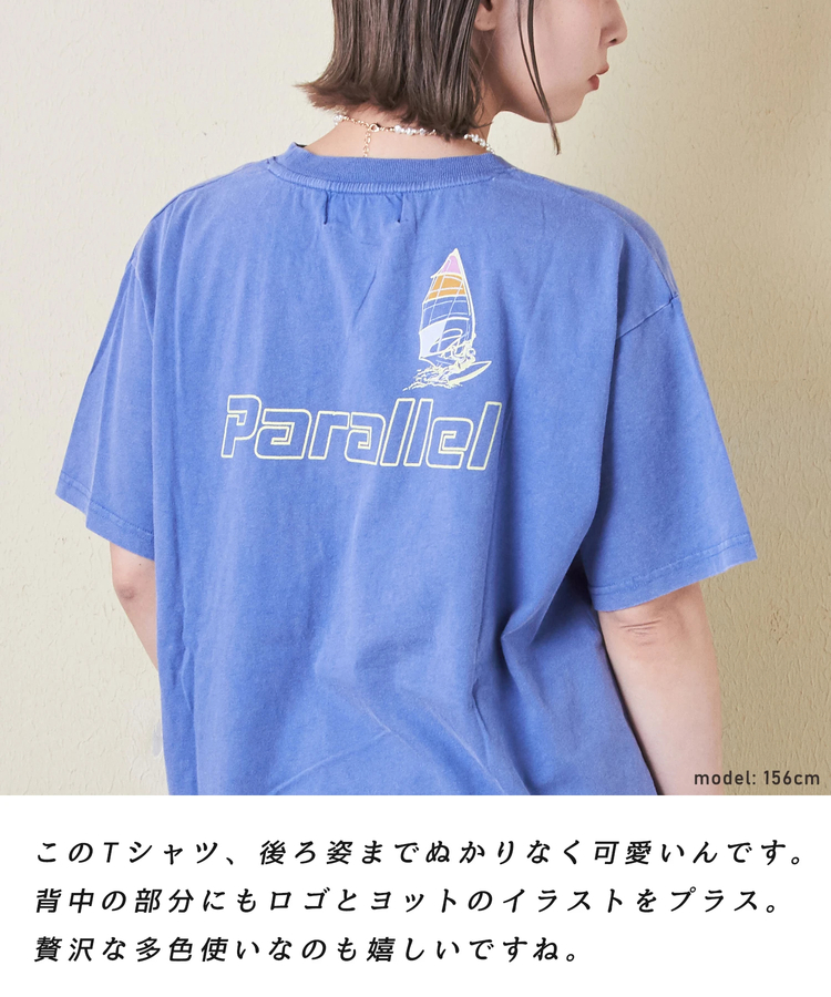 CUBE SUGAR(キューブシュガー) |OE天竺 パウダー加工 ヨット柄 ビッグ Tシャツ