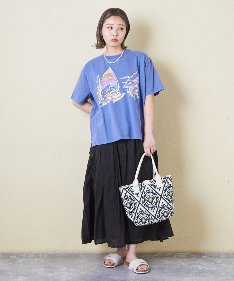 CUBE SUGAR(キューブシュガー) |OE天竺 パウダー加工 ヨット柄 ビッグ Tシャツ