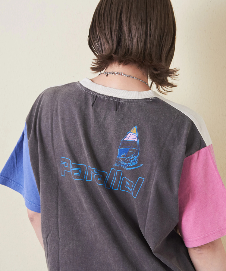 CUBE SUGAR(キューブシュガー) |OE天竺 パウダー加工 ヨット柄 ビッグ Tシャツ