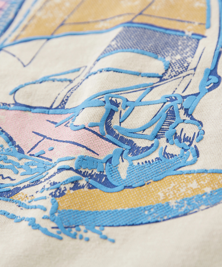 CUBE SUGAR(キューブシュガー) |OE天竺 パウダー加工 ヨット柄 ビッグ Tシャツ