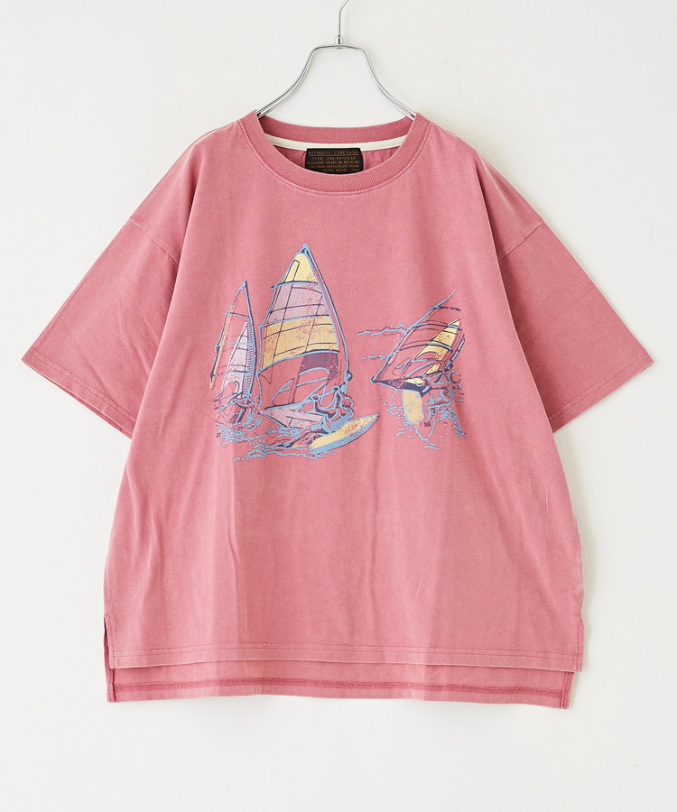 CUBE SUGAR(キューブシュガー) |OE天竺 パウダー加工 ヨット柄 ビッグ Tシャツ
