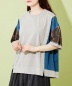 WEB限定 OE天竺 カットソー × デニム × チェック 切り替え ビッグ Tシャツ