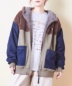 ボア × スウェット × デニム 異素材 組合せ ジップアップ フード ジャケット