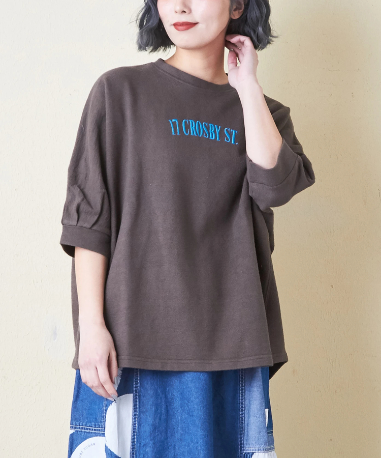 CUBE SUGAR(キューブシュガー) |ソフト インレイ 袖口タック ドルマンスリーブ Tシャツ
