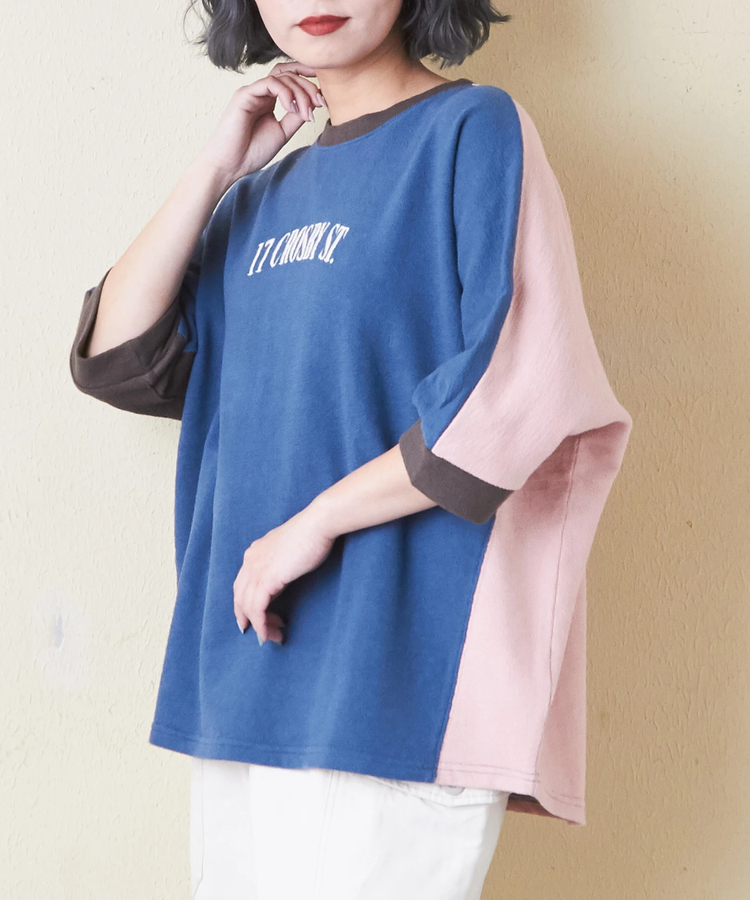 CUBE SUGAR(キューブシュガー) |ソフト インレイ 袖口タック ドルマンスリーブ Tシャツ