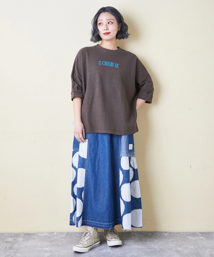 CUBE SUGAR(キューブシュガー) |ソフト インレイ 袖口タック ドルマンスリーブ Tシャツ