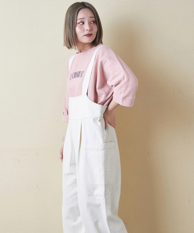 CUBE SUGAR(キューブシュガー) |ソフト インレイ 袖口タック ドルマンスリーブ Tシャツ