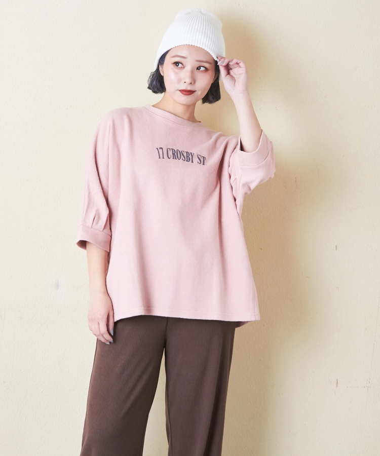CUBE SUGAR(キューブシュガー) |ソフト インレイ 袖口タック ドルマンスリーブ Tシャツ