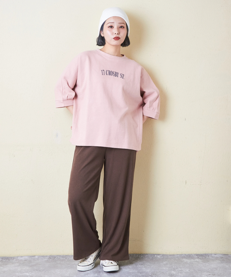 CUBE SUGAR(キューブシュガー) |ソフト インレイ 袖口タック ドルマンスリーブ Tシャツ