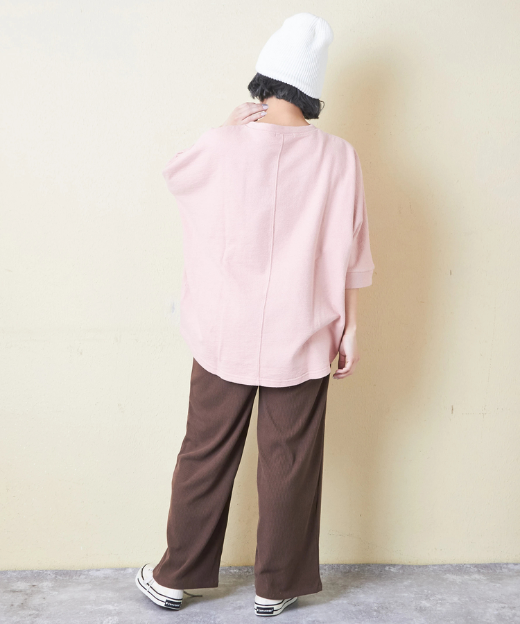 CUBE SUGAR(キューブシュガー) |ソフト インレイ 袖口タック ドルマンスリーブ Tシャツ