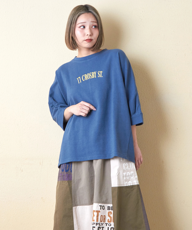 CUBE SUGAR(キューブシュガー) |ソフト インレイ 袖口タック ドルマンスリーブ Tシャツ