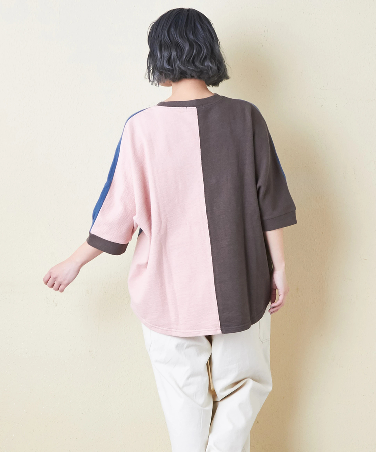 CUBE SUGAR(キューブシュガー) |ソフト インレイ 袖口タック ドルマンスリーブ Tシャツ