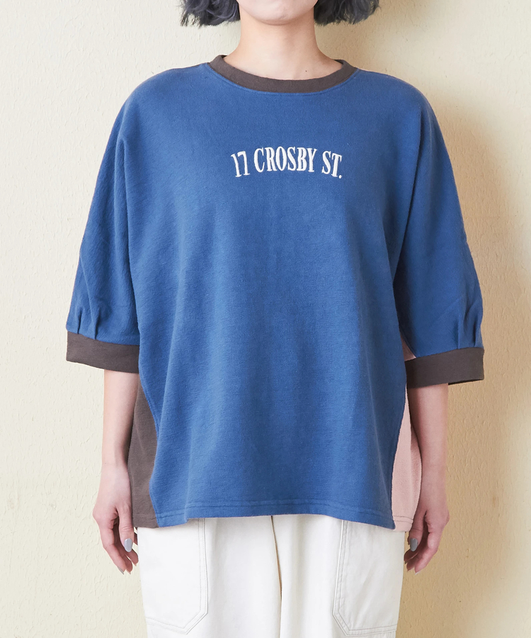 CUBE SUGAR(キューブシュガー) |ソフト インレイ 袖口タック ドルマンスリーブ Tシャツ