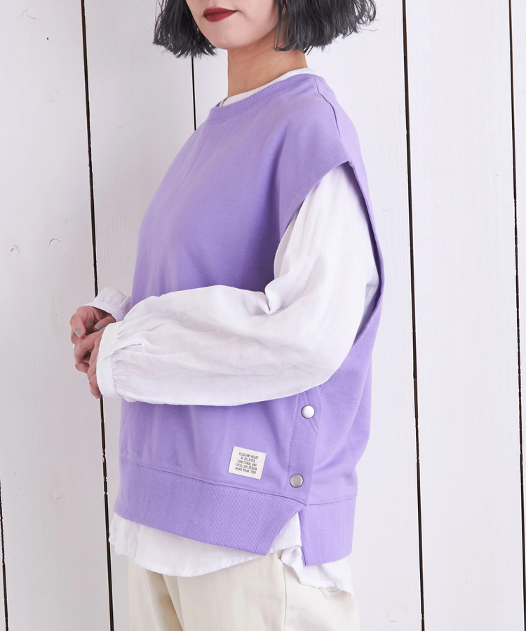 CUBE SUGAR(キューブシュガー) |コットン ミニ裏毛 スウェット フレンチスリーブ ベスト