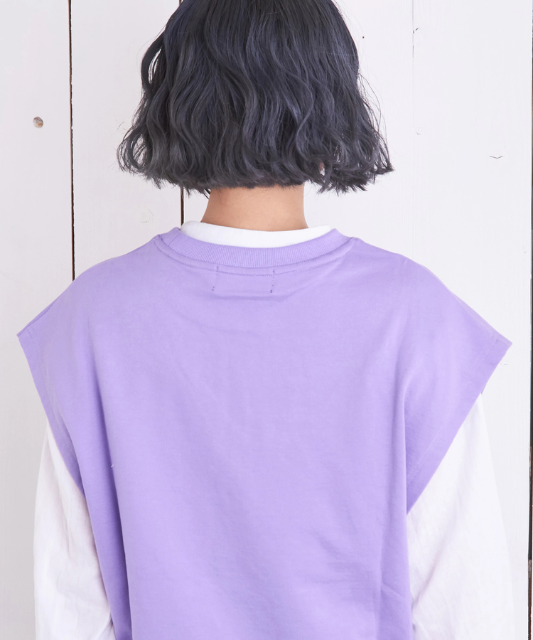 CUBE SUGAR(キューブシュガー) |コットン ミニ裏毛 スウェット フレンチスリーブ ベスト