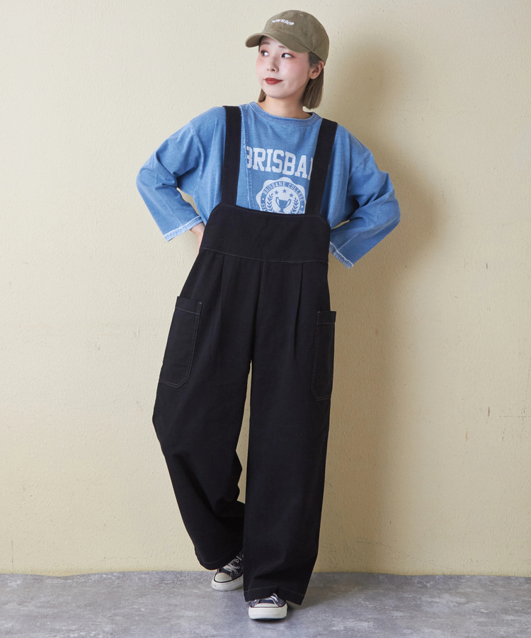 CUBE SUGAR(キューブシュガー) |インディゴ 天竺 カットソー リメイク風 切替 Tシャツ