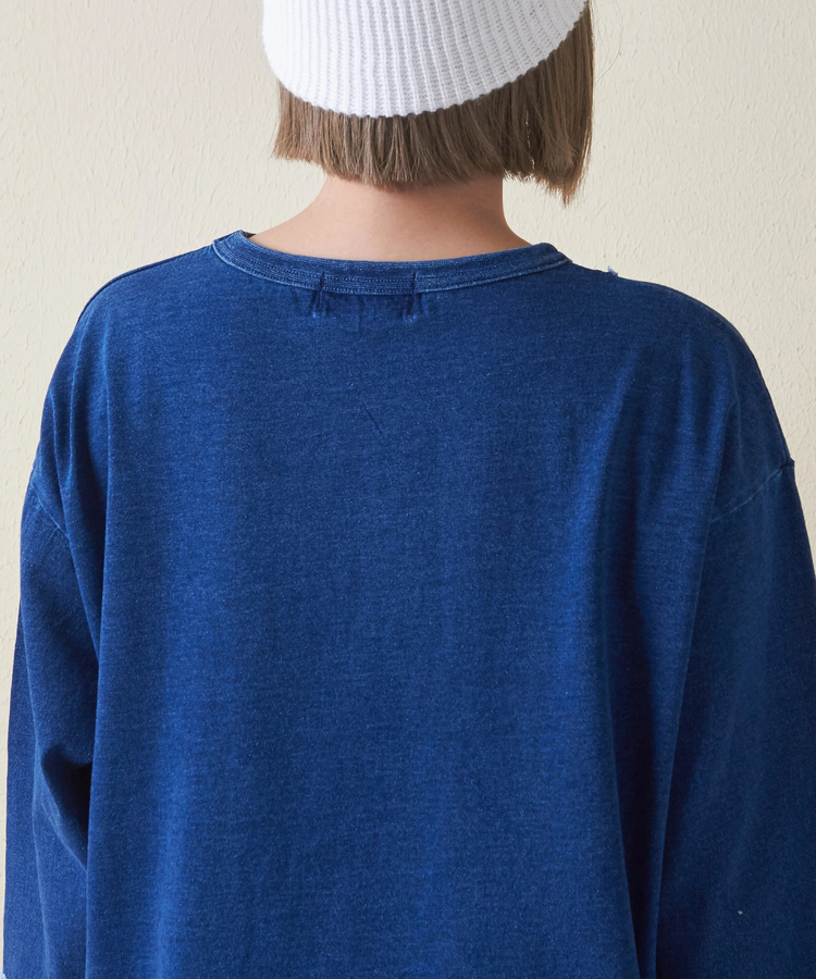 CUBE SUGAR(キューブシュガー) |インディゴ 天竺 カットソー リメイク風 切替 Tシャツ