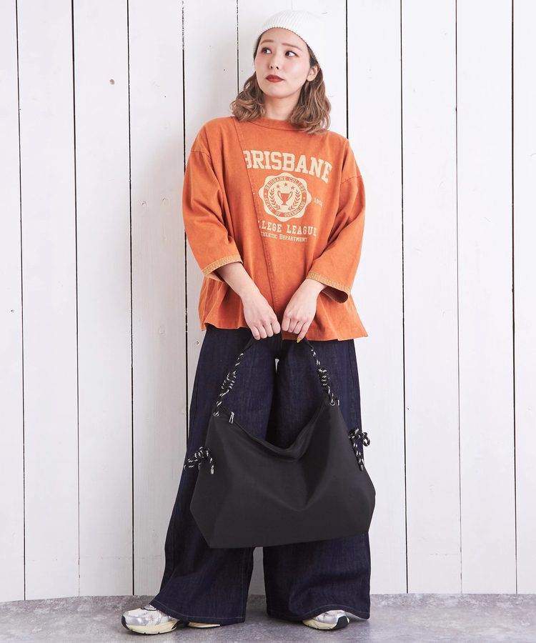 CUBE SUGAR(キューブシュガー) |21/-OE天竺 カットソー パウダー加工 リメイク風 切替 Tシャツ