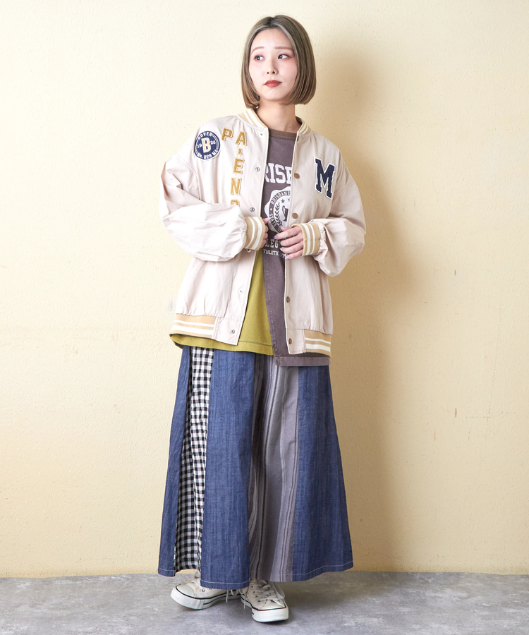 CUBE SUGAR(キューブシュガー) |21/-OE天竺 カットソー パウダー加工 リメイク風 切替 Tシャツ