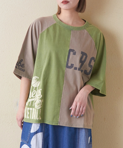 21/-OE天竺 カットソー パウダー加工 ラグランスリーブ Tシャツ