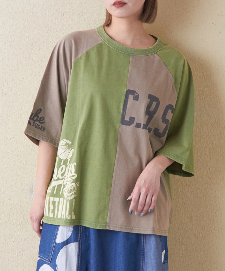CUBE SUGAR(キューブシュガー) |21/-OE天竺 カットソー パウダー加工 ラグランスリーブ Tシャツ