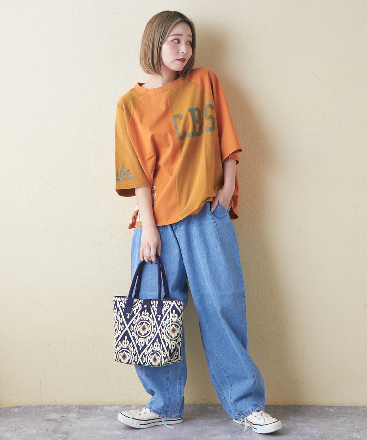 CUBE SUGAR(キューブシュガー) |21/-OE天竺 カットソー パウダー加工 ラグランスリーブ Tシャツ