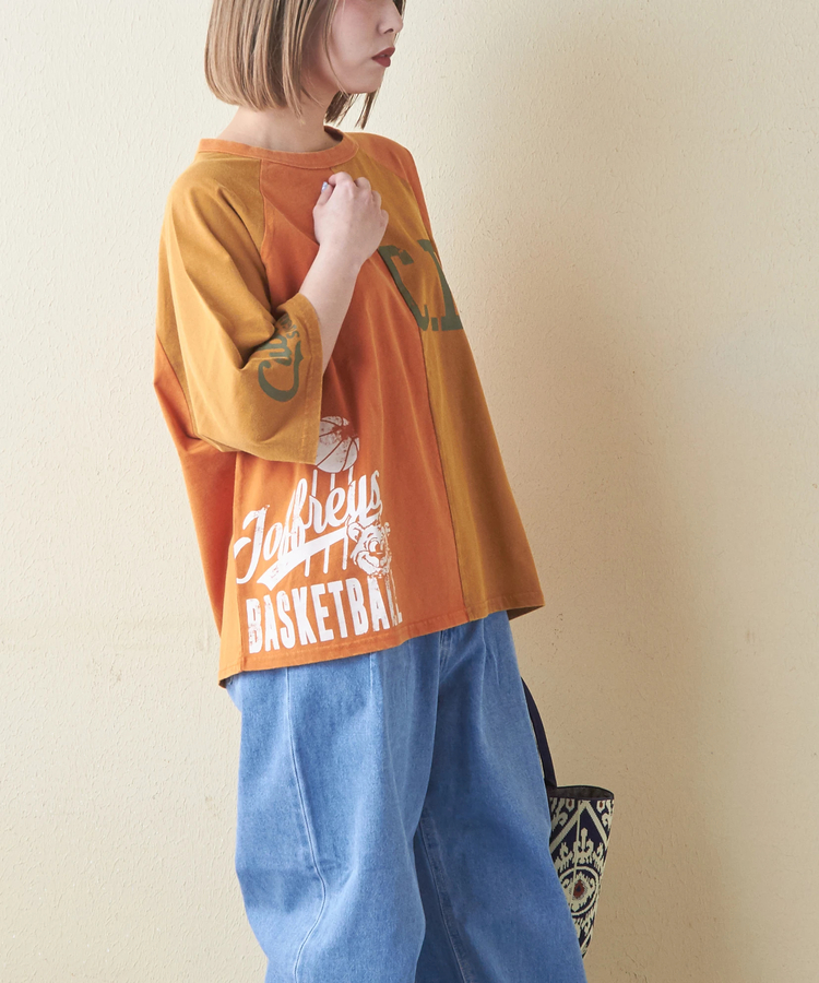 CUBE SUGAR(キューブシュガー) |21/-OE天竺 カットソー パウダー加工 ラグランスリーブ Tシャツ