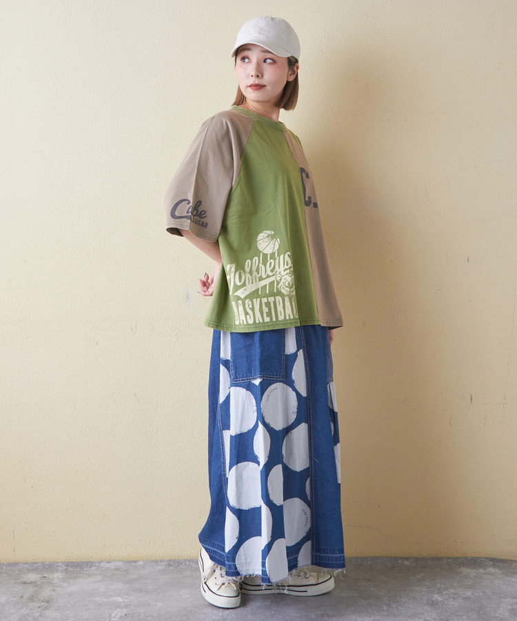 CUBE SUGAR(キューブシュガー) |21/-OE天竺 カットソー パウダー加工 ラグランスリーブ Tシャツ