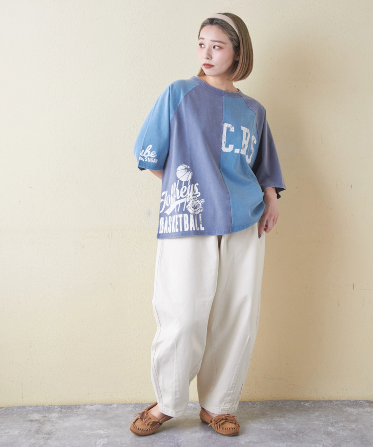 CUBE SUGAR(キューブシュガー) |21/-OE天竺 カットソー パウダー加工 ラグランスリーブ Tシャツ