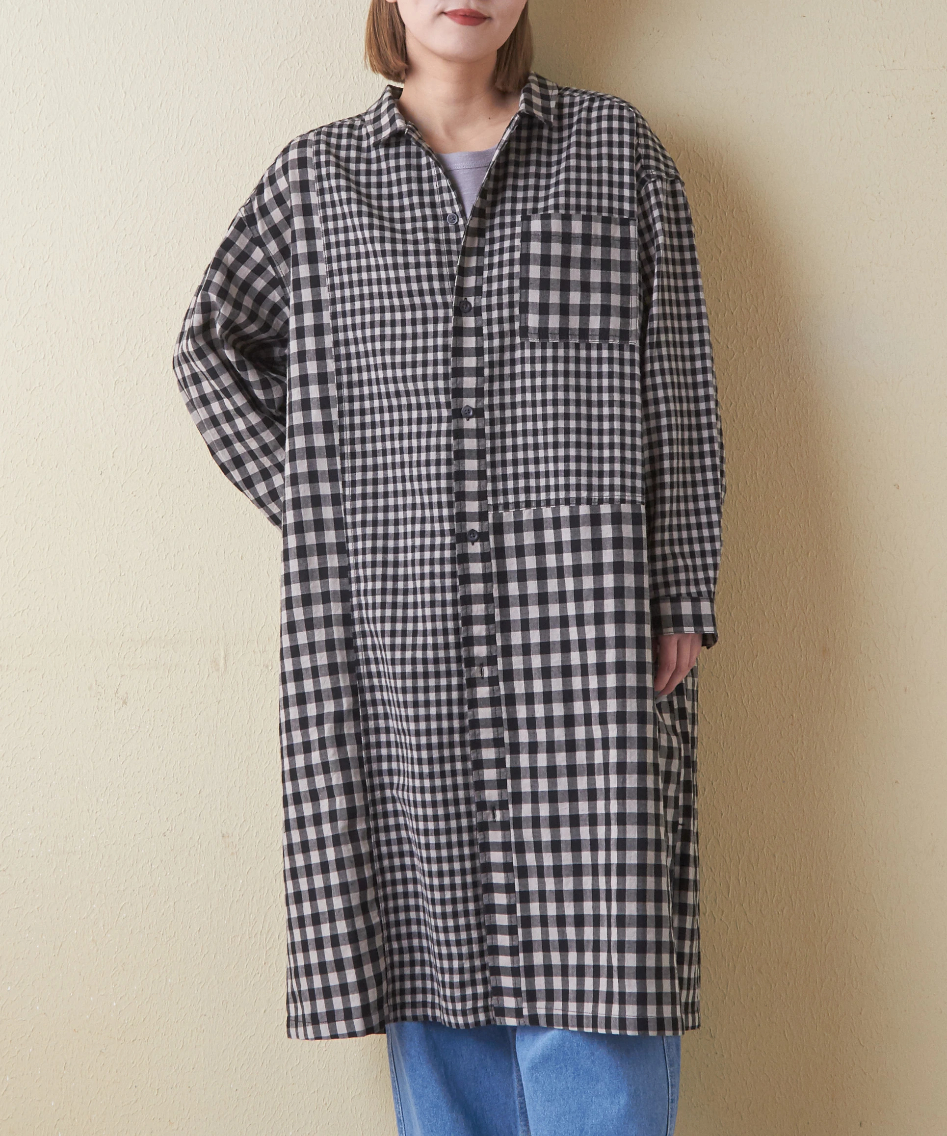 センソユニコCube-Cube マルチチェックシャツワンピース羽織