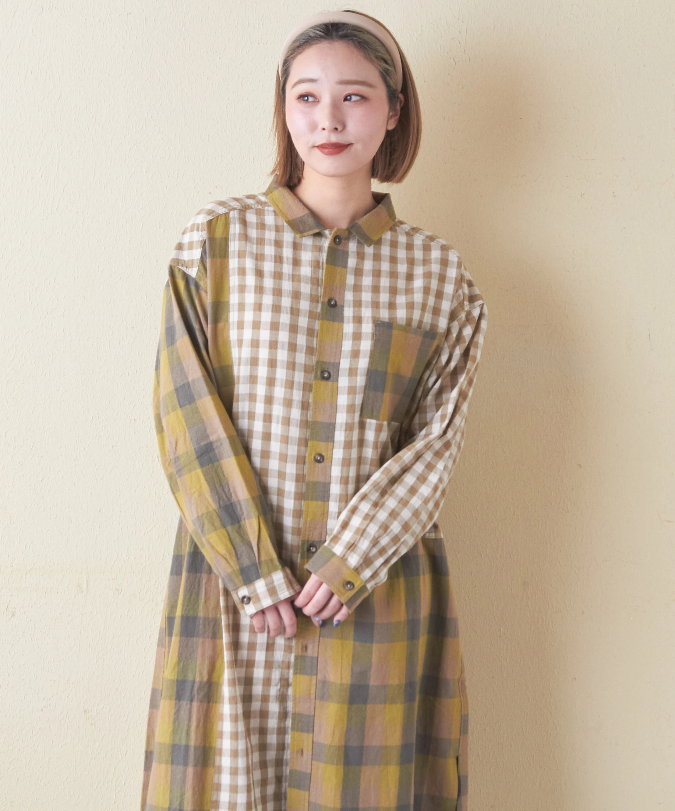 Burberry✨シャツワンピース　ギンガムチェック　刻印ボタン　女の子　160 ギンガムチェック 組合せ 切替 シャツワンピース｜ファッション
