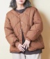 中綿 キルティング ノーカラー ジャケット