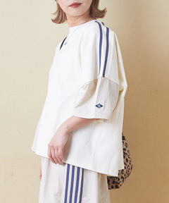ナイロン × カットソー ライン入り ドルマンスリーブ Ｔシャツ