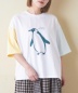 21/-OE天竺 ハードウォッシュ ペンギン プリント Tシャツ