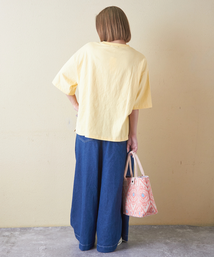 CUBE SUGAR(キューブシュガー) |21/-OE天竺 ハードウォッシュ ペンギン プリント Tシャツ