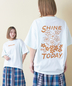 CUBE SUGAR(キューブシュガー)通販 | 21/-OE天竺 ハードウォッシュ フラワー ロゴ バックプリント Tシャツ