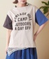 21/-天竺 カギ針ニット 重ね着風 Tシャツ