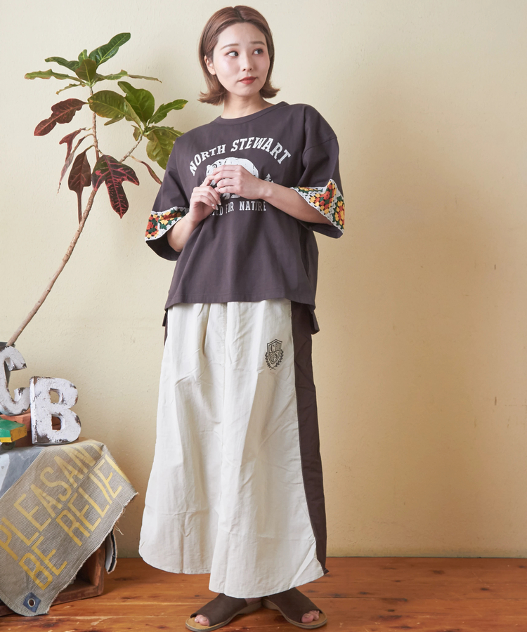 CUBE SUGAR(キューブシュガー) |21/-天竺 × カギ針ニット モチーフ Tシャツ
