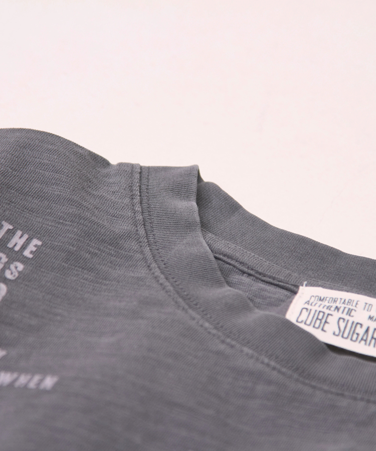 CUBE SUGAR(キューブシュガー) |スラブ天竺 ピグメント染 異素材 切替 バック ギャザー プルオーバー Tシャツ