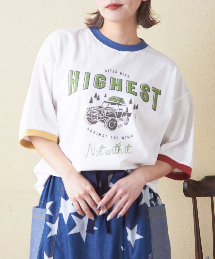CUBE SUGAR(キューブシュガー) |26/-OE天竺 ロゴプリント リンガー Tシャツ
