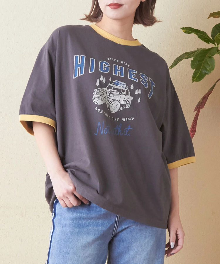 CUBE SUGAR(キューブシュガー) |26/-OE天竺 ロゴプリント リンガー Tシャツ