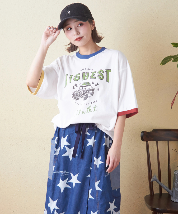 CUBE SUGAR(キューブシュガー) |26/-OE天竺 ロゴプリント リンガー Tシャツ